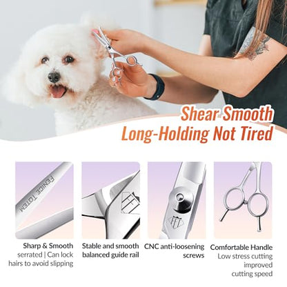 Dog Grooming Scissors: 4.75" Pet Curved Shears Made of Advanced JP440C Stainless Steel Alloy for Trimming Dogs Cats and Other Pets Face and Paws - style: Curved