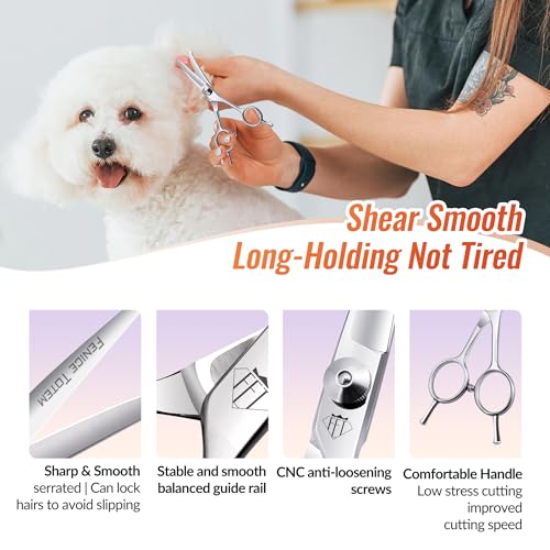 Dog Grooming Scissors: 4.75" Pet Curved Shears Made of Advanced JP440C Stainless Steel Alloy for Trimming Dogs Cats and Other Pets Face and Paws - style: Curved