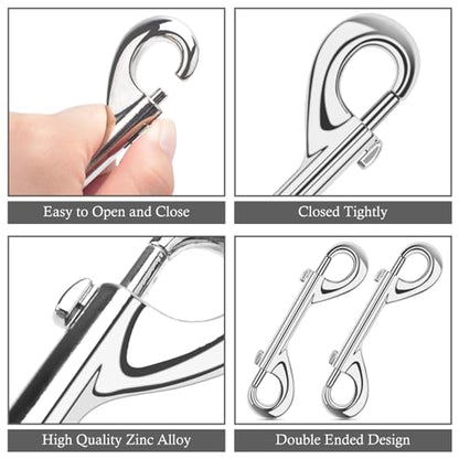 ERKOON Extra Large 4.7 inch Double Ended Bolt Snaps Hooks 220lbs Load Capacity Zinc Alloy Buckles for Cats Dogs Horses Heavy Duty Trigger Snap for Water Bucket/Horse Feed/Hammocks/Key Chain (2 Pack) - size: 2 Pack