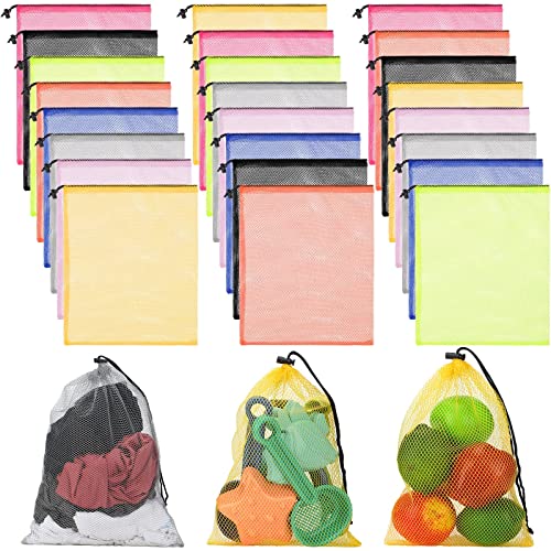 24 Pcs Mesh Bags Drawstring Mesh Laundry Bag Stuff Sack Nylon Bags Camping Nylon Bag with Drawstring Cord for Toys