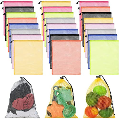 24 Pcs Mesh Bags Drawstring Mesh Laundry Bag Stuff Sack Nylon Bags Camping Nylon Bag with Drawstring Cord for Toys