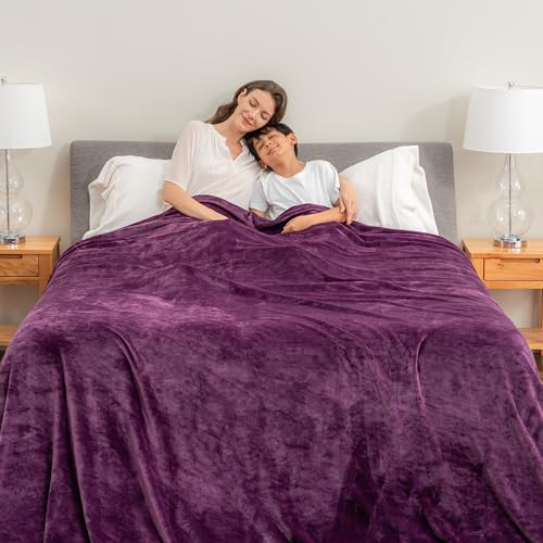 Berkshire Blanket VelvetLoft Big Oversized King Family Blanket, All Season Mid-Weight Ultra Silky and Fuzzy, Seamless Extra Large (Eggplant, 120x120 Inches) - color: Eggplant, size: Oversized King