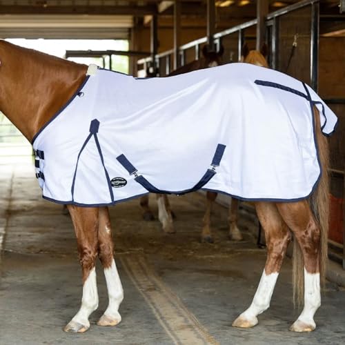 Reinsman Fly Sheet - Lightweight Breathable Ventilated Non-Slip Standard Neck Summer Mesh Sheet for Horses, White - 75" - size: 75"