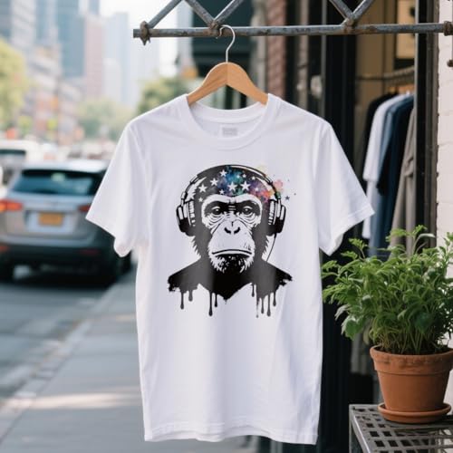 arricraft 9 Sheets Chimpanzee Theme Iron on Stickers, Black Gorilla Pattern Print Transfer Stickers Decals for DIY T-Shirt Jeans Backpacks Families Clothing Hat Decoration Applique - style: Chimpanzee Theme