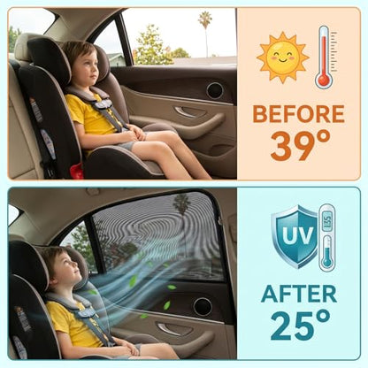 2 Pack Stretchy Mesh Car Front Side Window Shades, Bug UV Protection Mosquito Net, Breathable Blackout Privacy Baby Car Window Screens, Universal 95% Cars SUVs Camping Accessories - size: Front Side Window Shade