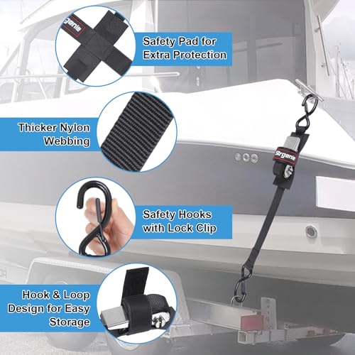 4FT Stainless Steel Transom Tie Down Straps, 2400lbs Load Strength - size: 1" x 4'-Stainless steel