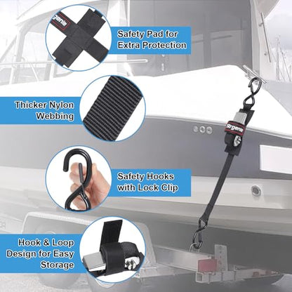 4FT Stainless Steel Transom Tie Down Straps, 2400lbs Load Strength - size: 1" x 4'-Stainless steel