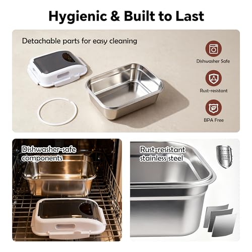 304 Stainless Steel Storage Container with Lid, Metal Storage Bin