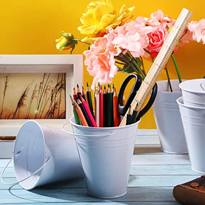 Sadnyy 12 Pack 4.5 X 5 inch White Metal Buckets - color: White, size: 4.5 x 5 in