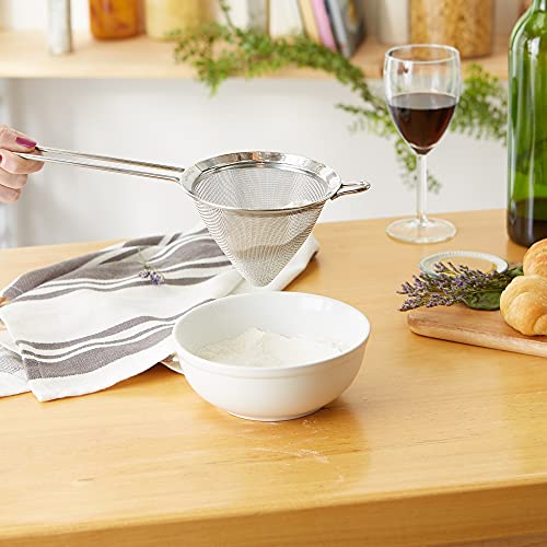 RSVP International Endurance Kitchen Collection, Stainless Steel Fine Mesh Conical Sieve/Colander, Multi-Purpose for Cooking, Baking, Loose Leaf Tea, Bar Strainer Cocktails, 4.75-Inch - size: 4.75-Inch