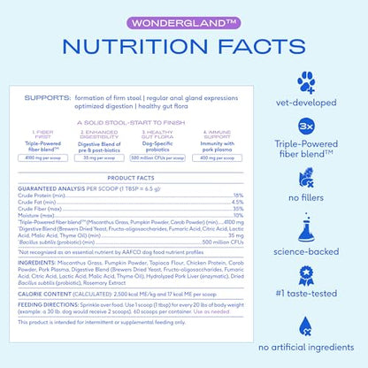 Native Pet WonderGland - Dog Anal Gland Supplement - Promotes Firm Stools, Natural Gland Expression to Help Reduce Scooting - Fiber Food Topper with Miscanthus Grass, Pumpkin & Probiotics - 60 Scoops - size: 60 Servings