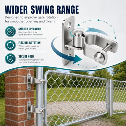 1-3/8 Inch Wall Mount Gate Hinges for Chain Link Fence, Farm and Yard Gates - size: 2 Pack