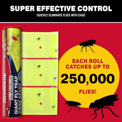 Catchmaster Giant Fly Glue Trap 1-Pack 30 Feet Each, Adhesive Fly Traps Outdoor, Sticky Bug Catcher, Bulk Flying Insect Paper Roll, Pest Control for Garage, Barn, Greenhouse & Garbage Room - size: 1 Pack