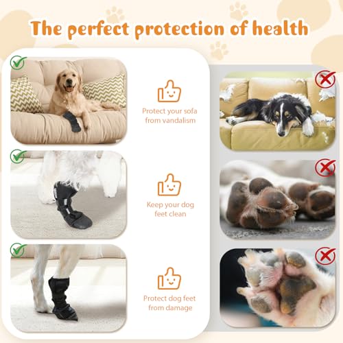 Dog Paw Wound Recovery Boot, Breathable Dog Bootie for Injured Paw, Anti-Slip Dog Shoe with Self-Adhesive Strap, Protector for Outdoor Walking & Keep Dogs from Licking Wounds (S) - size: S