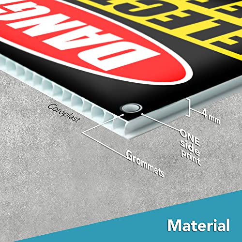 Electric Fence Warning Sign, 11x8 Corrugated Plastic, Single-Sided