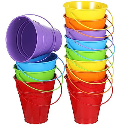 Sadnyy 12 Pack 4.5 X 5 inch Rainbow Metal Buckets - color: Rainbow Color, size: 4.5 x 5 in