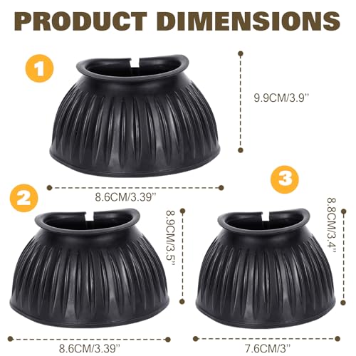 1 Pair Black Bell Boots for Horses, Double Lock Horse Care Boots, Protect Against Hoof Impact Trauma, Rubber Bell Boots Horse Care for Turnout, No Rub Design Comfort Quick Wrap Hook and Loop - size: Large