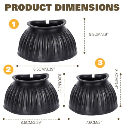 1 Pair Black Bell Boots for Horses, Double Lock Horse Care Boots, Protect Against Hoof Impact Trauma, Rubber Bell Boots Horse Care for Turnout, No Rub Design Comfort Quick Wrap Hook and Loop - size: Large