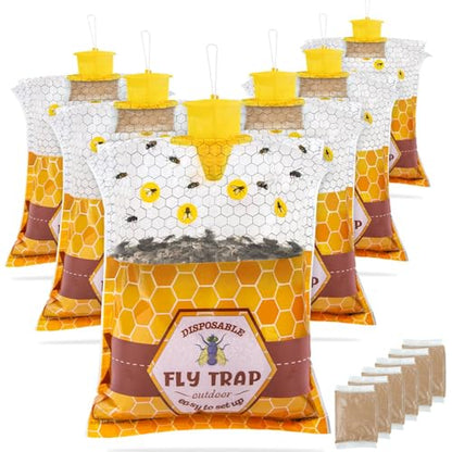 Large Hanging Fly Traps Outdoor with Dissolvable Bait Refills-6 Pack - size: 6 Packs