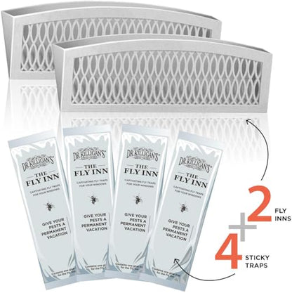 Dr. Killigan's Sticky Window Fly Traps Indoor, 2 Traps + 4 Inserts