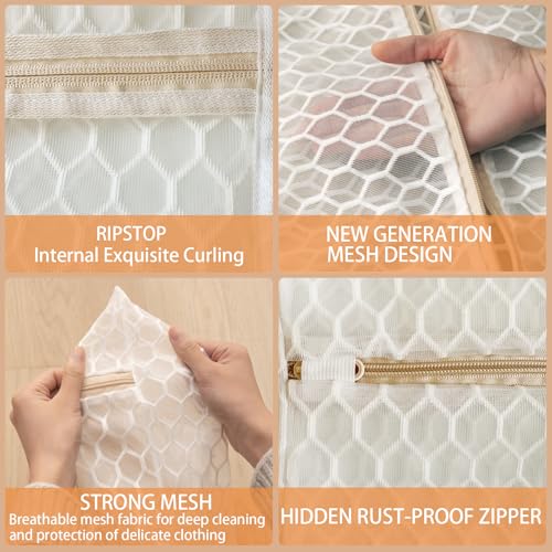 2 Pack Laundry Bag, Durable Big Honeycomb Mesh Laundry Bags Suitable for Delicate Clothes Washing 24 x 24 Inches (2 XX-Large) - color: 2 XX-L White