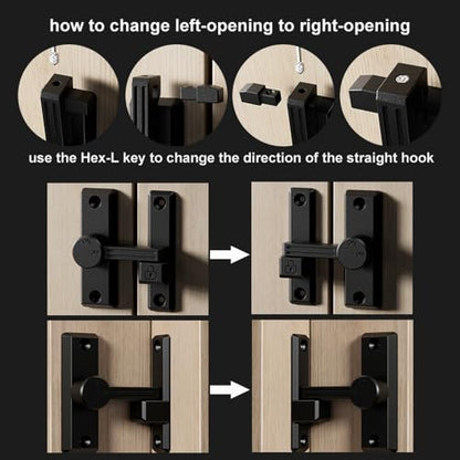 ETEKJOY Flip Latch Lock 90/180 Degree Left/Right-Opening Sliding/Swinging Door Lock Bolt for Home Security Gate Barn Garage Garden Fence Shed Window French Door (Black)