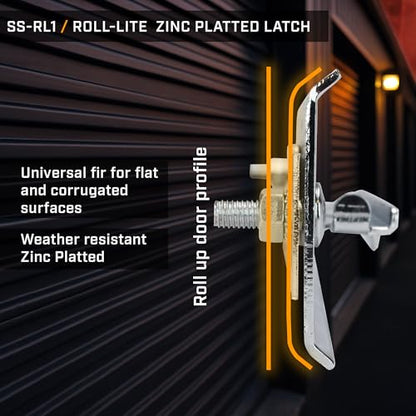 Roll-Lite Original Zinc Platted Latch, 9-1/2" × 2-1/4", 2-Bolt, Universal fit for Flat & Corrugated Doors - size: SS-RL1