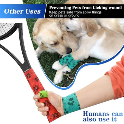 6pcs 3" Self Adhesive Bandage Wraps, Paw Prints B - size: 6pcs 3" Paw Prints B