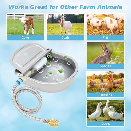 FHTONGE 304 Stainless Steel Automatic Dog Water Bowl Dispenser with Outfall