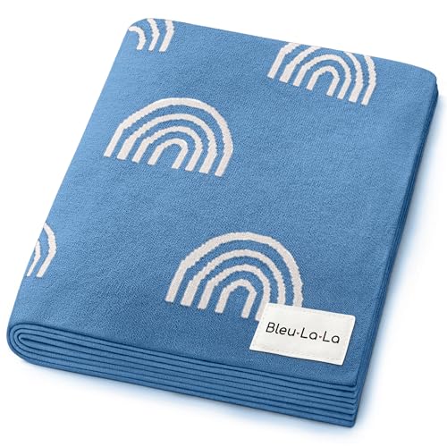 Baby Receiving Blanket Boys 100% Cotton Buttery Soft Cozy Receiving Swaddle Crib Stroller Blanket for Shower Gift Registry for Newborns, Infants, Toddlers (Rainbow - Blue) - color: 24 - Rainbow - Blue