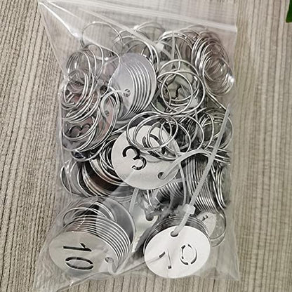 Stainless Steel Numbered Tags, Round Metal Key Tags ID Tags with Rings (1-30)