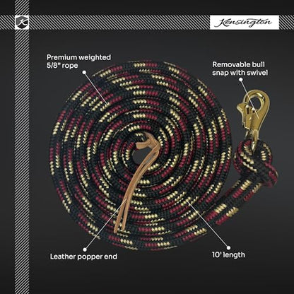 Clinician Tri Color Braided Training Lead, Bull Snap, 10 ft, Imperial Jade