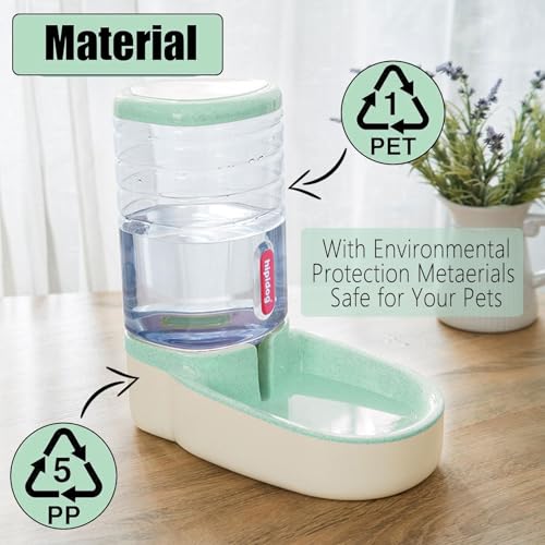 Kathson Gravity Dog Water Dispenser - Automatic Cat Drinking Station, 1 Gallon Large Capacity Puppy Water Bowl for Small & Medium Dogs & Cats, Green - color: Green