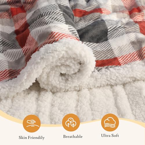 Electric Heated Blanket 72"×84" Full Size, Sherpa & Plush-Soft for Couch, Study, Bed, 4 Heat Settings & 10H Auto-Off, Energy Efficient, Black and Red Checkered Pattern - color: 25-black and Red Checkered Pattern, size: Full Size ( 72"x84" )