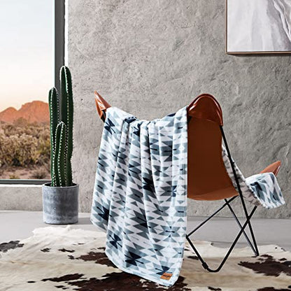 Wrangler - Soft Plush Throw Blanket for Bed & Couch, 50x70 - color: Navajo Blue, size: 50" x 70"