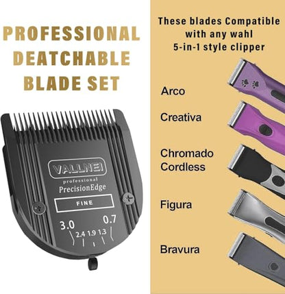 3 Pack 5-in-1 Replacement Clipper Blade, Detachable & Adjustable Dog Grooming Blade Compatible with Wahl Arco, Bravura, Chromado, Creativa, Figura, Motion & SuperGroom (Black) - color: Black, size: 3 Pack