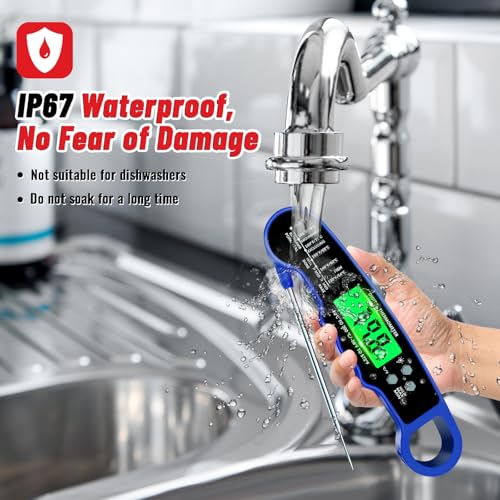 Meat Thermometer Digital, Instant Read Digital Meat Thermometer - color: Blue
