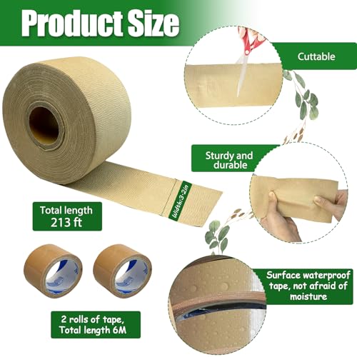 213 Ft Paper Tree Wrap For Damaged Bark, With Tape, 3.15" Wide Breathable
