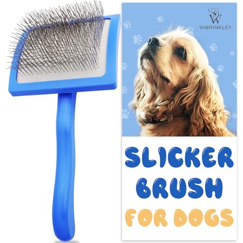 Slicker Brush for Dogs - Long Pin Doodle Grooming Brush, Large | For Goldendoodles, Poodles, Labradoodles & Long-Haired Dogs - Detangles Dense Coats, Removes Knots & Mats and Restores Fluff