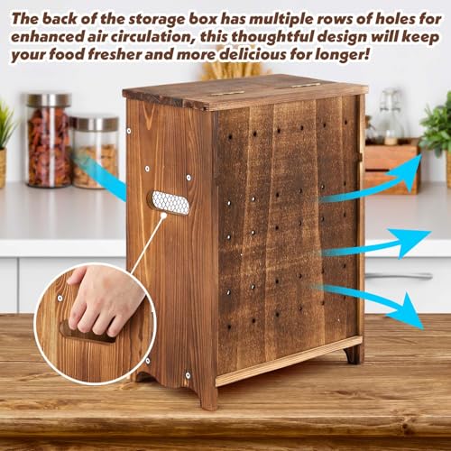 Colingmill Wooden Potato Bin, Ventilated Kitchen Counter Storage Bin