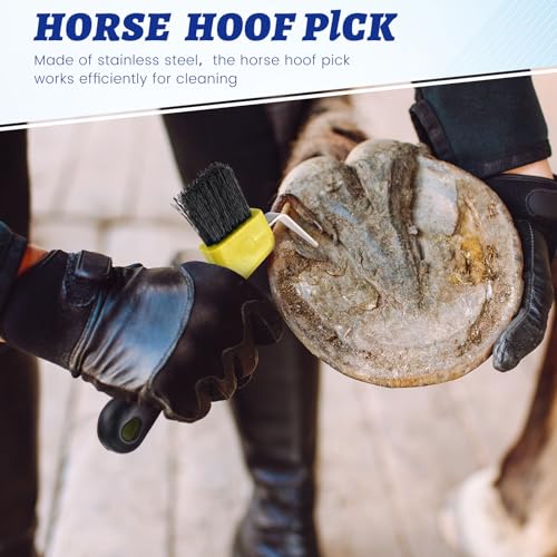 Zhehao 30 Pieces Horse Hoof Pick Brush with Soft Rubber Handle Portable Hoof Pick with Brush, Random Colors