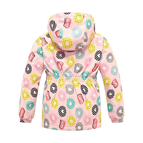 Girls Rain Jacket, Windbreaker Kids Raincoat Waterproof Zip Jacket with Fleece Liner - color: Pink, size: 6