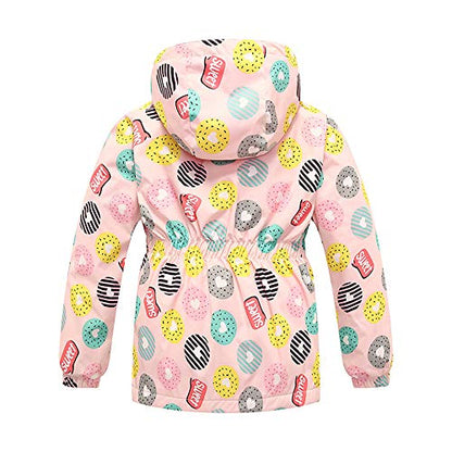 Girls Rain Jacket, Windbreaker Kids Raincoat Waterproof Zip Jacket with Fleece Liner - color: Pink, size: 6