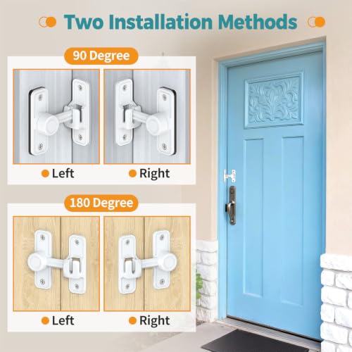 Barn Door Lock 2.4" 90/180 Flip Gate Latch, White 1-Pack - color: White-1 Pc