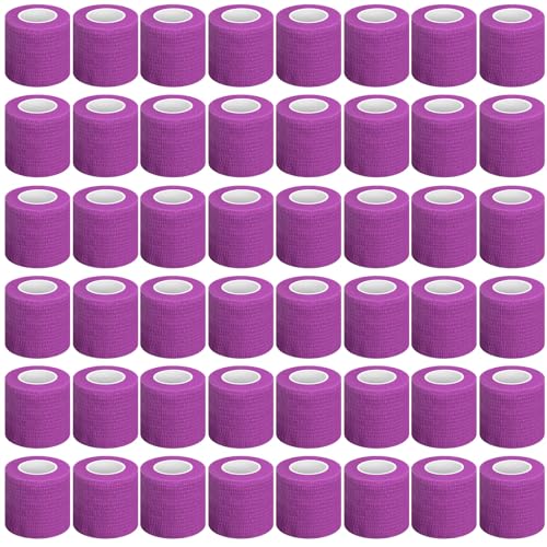 Treela 48 Pack Self Adhesive Wrap Bandage, Light Purple, 2 Inches x 5 Yards - color: Light Purple, size: 2 Inch X 5 Yards