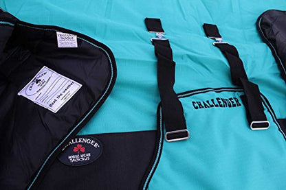 68" 1200D Turnout Waterproof Horse Winter Blanket Heavy Belly Band 511B - color: Turquoise/Black, size: 68"