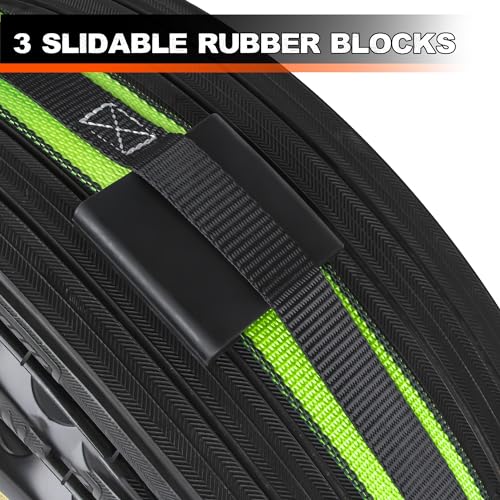 2" x 10'Car Hauler Straps,4Pack,Wheel Strap w/Swivel J Hook Idler | Tire Tie Down Straps with 3 Rubber Blocks Use for Car, Truck, ATV, Heavy Duty Ratchet Vehicle Trailer Tie Down Kit