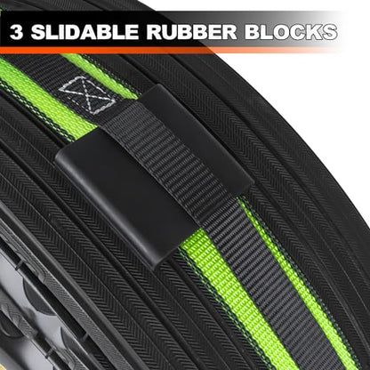 2" x 10'Car Hauler Straps,4Pack,Wheel Strap w/Swivel J Hook Idler | Tire Tie Down Straps with 3 Rubber Blocks Use for Car, Truck, ATV, Heavy Duty Ratchet Vehicle Trailer Tie Down Kit