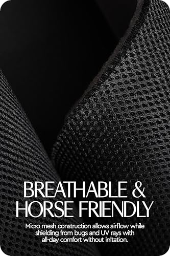 HORZE Horse Fly Mask with Nose Cover, Soft Micro Mesh Full Face Design