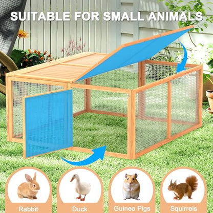 Portable Chicken Coop Run, Folding Rabbit Hutch, Logs - color: Logs